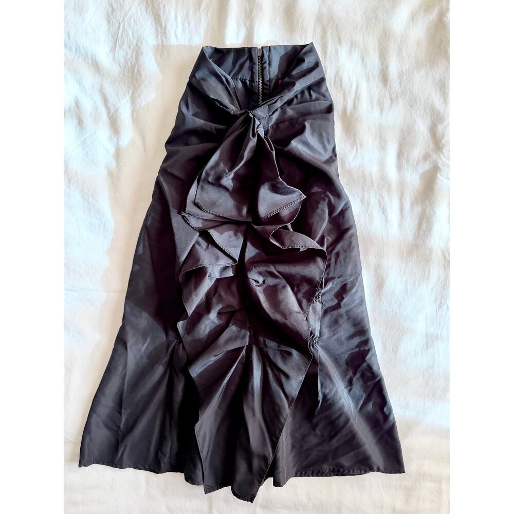 5/48 Black High Neck Ruffle Tank Blouse - Picture 2 of 4
